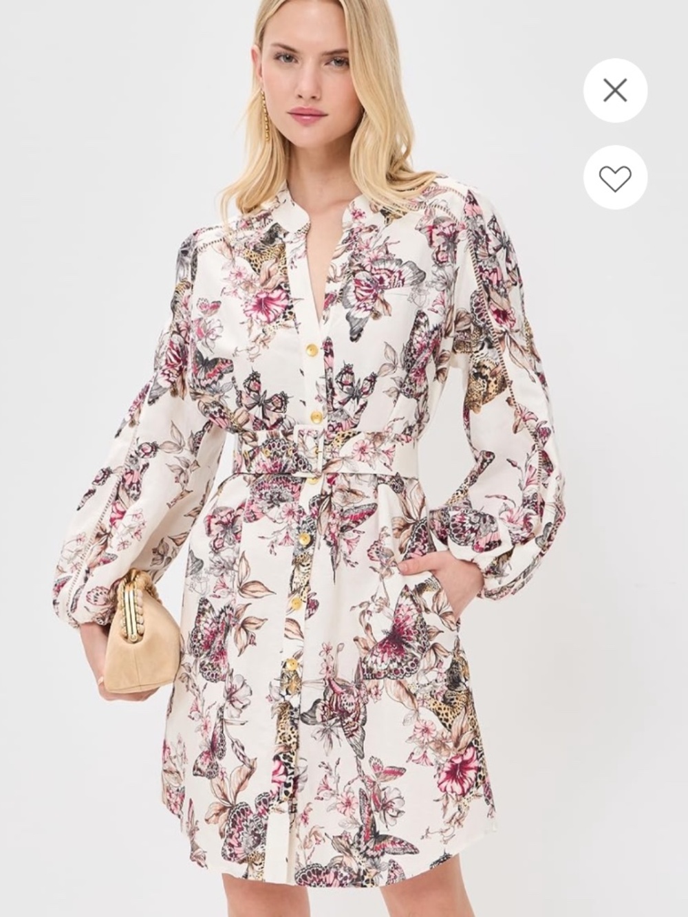 L’agence kiersten butterfly shirt dress